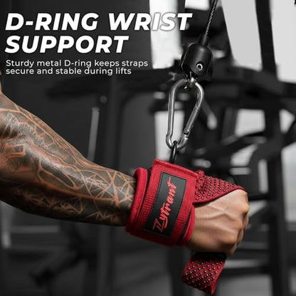 Weight Lifting Straps with Cuffed D Ring,Heavy Duty Thyick Comfortable Lifting Straps, Secure Fit, Enhanced Grip, Straps for Weightlifting & Gym Training - color: Red