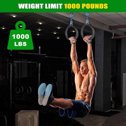 SELEWARE Trapeze Swing Rings, Non-Slip Gymnastic Rings Pull Up Exercise Rings for Home Gym Playground Ninja Warrior Obstacle Course Training Workout - color: 2-pack Trapeze Rings With 7.8" Rope