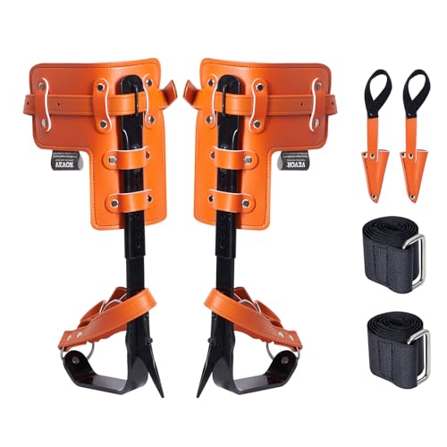 VEVOR Tree Climbing Spikes, 1 Pair Height-Adjustable Climbing Spurs, 350lbs Load Capacity Tree Climbing Gear with Straps, Arborist Equipment for Climbers, Hunting, Fruit Picking - color: Orange (Basic)