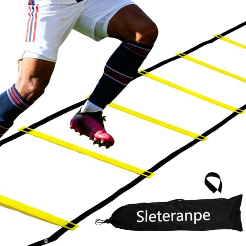 20ft Agility Ladder Training Ladder Speed | Speed Ladder for Soccer, 12 Adjustable Rungs, Durable, Carry Bag & Straps, Yellow, Footwork Training for Athletes - color: 1 Pack-Yellow
