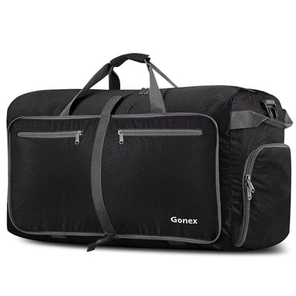 Gonex 150L Large Foldable Travel Duffle Bag with Shoes Compartment, Packable Lightweight Water Repellent Duffel Bag for Camping Gym Weekender Bag Black - color: Black, size: 150L