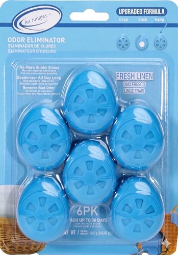 Air Jungles Shoe Deodorizer Balls Upgraded Formula 6 Ct, Fresh Linen Scent | Odor Eliminator for Sneaker, Gym Bag, Locker and Drawer, Natural Fresheners with Essential Oil, Up to 180 Days - size: 6 Count (Pack of 1)