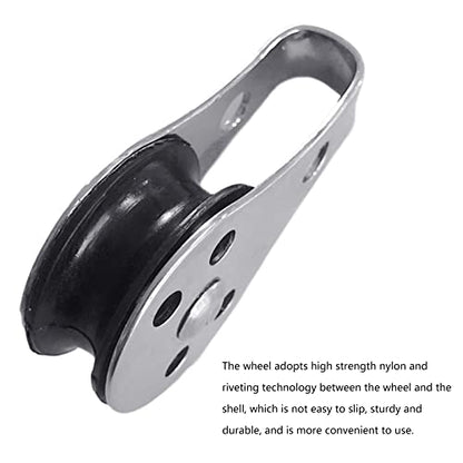Stainless Steel Nylon Pulley Single Wheel Buckle Bearing Lifting Rope Pulley for Workout Bodybuilding Exercise Single Wheel Hoverboard Skateboard