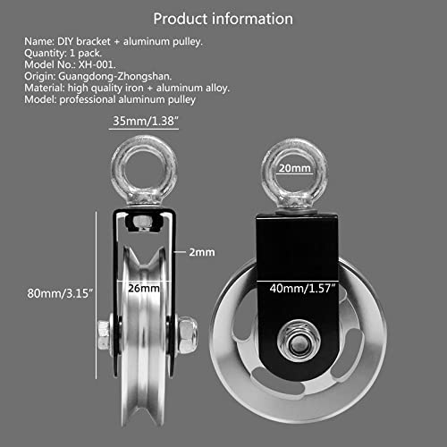 Duty Lightweight Aluminum Cable Pulleys Smooth Silent Pulley Wheel Snatch Block Accessories Aluminum Pulley - color: C