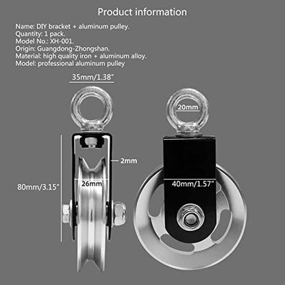 Duty Lightweight Aluminum Cable Pulleys Smooth Silent Pulley Wheel Snatch Block Accessories Aluminum Pulley - color: C