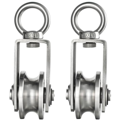 Cable Pulley Wheel for Rope with Ball Bearing, Smooth No Noise, 360° Swivel Small Wire Pulley for Pulley System Lifting, DIY Home Gym, Winch, 2 Pack