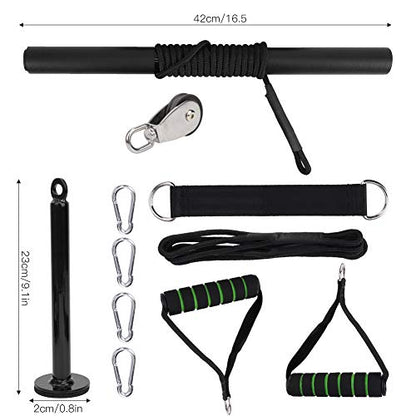 Home Gym Pulley System, Portable Exercise Equipment with 11 Gym Accessories, Home Strength Power Training Device Kit, Biceps, Triceps, Shoulders Back Workout