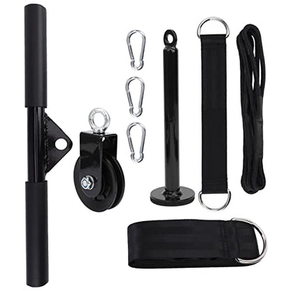 plplaaoo 9Pcs Set DIY Fitness Equipment Loading Pin Pull Triceps Training Pulldown Pulley System High Strength Silent Cable Wheel Portable Home Gym Workout Gear Stainless Steel