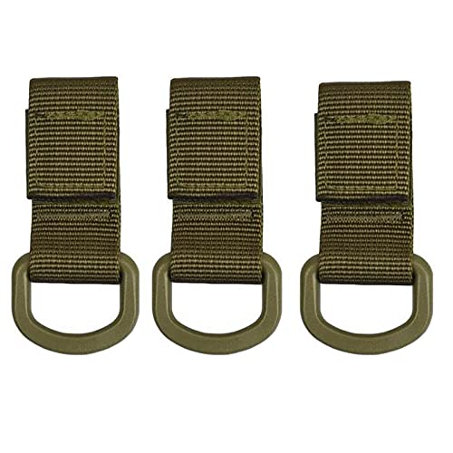 Jadedragon Multipurpose Tactical 360 Rotation D-Ring Clips/Locking Carabiner/Hydration Tube Clips/Elastic String Strap Management Tool for MOLLE Webbing Attachment Backpacks - color: DW-Green