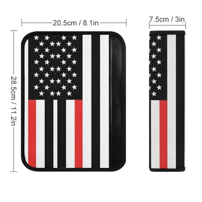 2 Pack Universal Soft and Comfortable Car Seat Belt Pad for Girls and Boys, Stroller Pushchair High Chair, Thin Red Line American Flag Shoulder Protector - color: Pattern 58