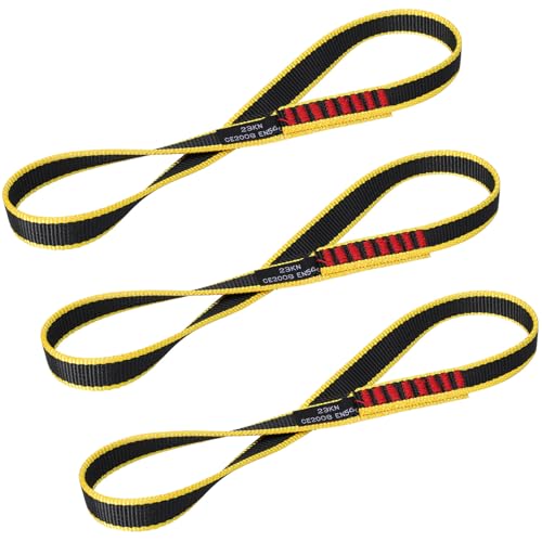 18mm Nylon Climbing Sling Runner 23KN-CE2008 EN566 Certified Webbing Straps | Climbing Sling for Rock Climbing, Rappelling, Arborist Tree Work, Hammock Rigging, Yoga Swing & Outdoor Safety Gear - color: Black-3pcs, size: 30cm