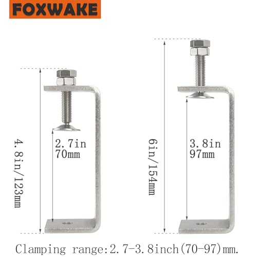 Stainless Steel C Clamps 3.8In for Mounting, Heavy Duty Metal U Clamp for Metal Working Small Desk Clamp with Stable Wide Jaw Opening & Protective Pads/I-Beam Design (2pcs) - color: 4 In-2pcs-102mm