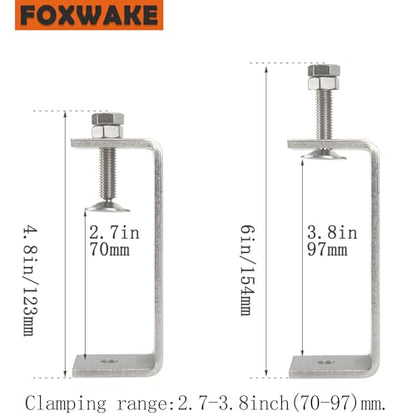Stainless Steel C Clamps 3.8In for Mounting, Heavy Duty Metal U Clamp for Metal Working Small Desk Clamp with Stable Wide Jaw Opening & Protective Pads/I-Beam Design (2pcs) - color: 4 In-2pcs-102mm