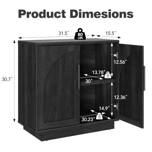 Fatmok Arched Sideboard Buffet Accent Cabinet, 31.5" Credenza with Adjustable Shelf, 2-Piece Modular Coffee Station Storage for Kitchen Living Room Bedroom, Black Grey - color: Cc-black Grey