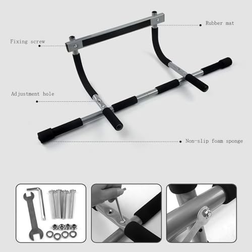 Doorway Pull Up Bar, No‑Drill Multi‑Grip Chin‑Up Bar, Heavy‑Duty Steel, 330 LBS Weight Capacity, Fits 19‑32 Inch Standard Door Frames, Home Gym Strength Training Equipment for Pull‑ups Push‑ups