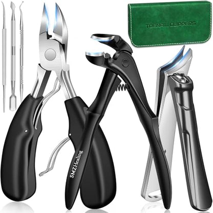 2026 Toenail Clippers for Seniors Thick Toenails 6PCS | Large Angled Head Toe Nail Clippers with Long Handle, Slanted & Wide Opening Ingrown Nail Clippers for Men Women