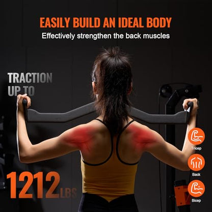 VEVOR LAT Pulldown Attachments, Cable Machine Rowing T-bar V-bar Tricep Pull Down Bar, Back Strength Training Rubber Coated Handle Grip, Bicep Curl Tricep LAT Pulldown Bar for Home Gym Fitness - size: 33x4.5x6.7"
