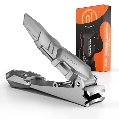 INXEN Nail Clippers for Men with Catcher, Sharp Nail Clippers of No Splash Self-Collecting, Stainless Steel Heavy Duty Toenail Clippers for Fingernail and Toenails,Nail Cutter for Seniors Adults Women - style: Large Silver (3.5x0.79 inch）