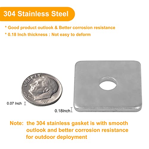 50 Pcs Heavy Duty 304 Stainless Steel Squares Washer Plate Fastener Hardware 1/2(ID) X 2 X 2 (Square OD) X 3/16 (THK) inch - size: 1/2(ID) X 2 X 2 (Square OD) X 3/16 (THK), style: 304 Stainless Steel