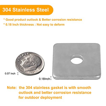 50 Pcs Heavy Duty 304 Stainless Steel Squares Washer Plate Fastener Hardware 1/2(ID) X 2 X 2 (Square OD) X 3/16 (THK) inch - size: 1/2(ID) X 2 X 2 (Square OD) X 3/16 (THK), style: 304 Stainless Steel