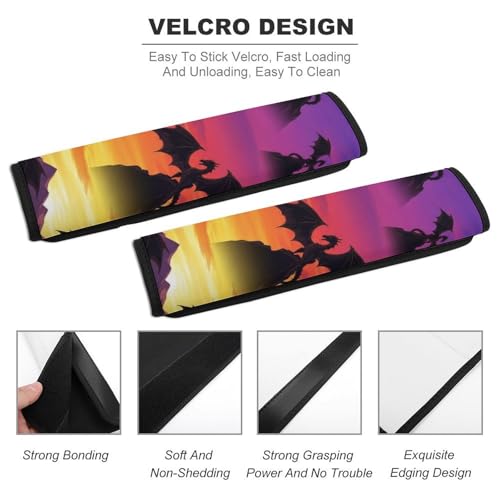 1 Pair Universal Fit Seat Belt Cover for Elderly Support, Most Cars, Fantasy Purple Dragons Lovers Seat Belt Cushion, Neck and Shoulder Support - color: Pattern 1112