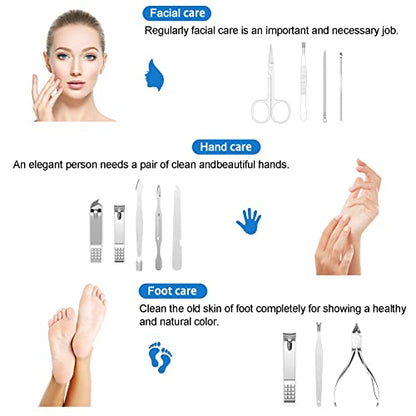 Professional Manicure and Pedicure Kit, 12-Piece Premium Grooming Set with Nail Clippers, Facial Care Tools, and Luxurious Travel Case for Men and Women - color: Nail Clippers 12pcs