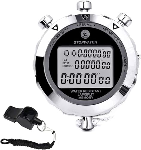Stopwatch, Metal Stop Watch for Sports 10/100/400 Laps, Stopwatches Timer for Coach Sports Running with 0.01second & 0.001second Timing, Conutdown, Alarm - color: 400 Lap Metal