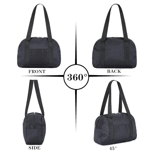 Mini Gym Bag for Women Girls, 12 inch Small Gym Tote, Lightweight Small Carry On Duffle Bag for Travel Sports - color: Black