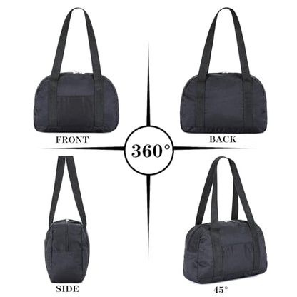 Mini Gym Bag for Women Girls, 12 inch Small Gym Tote, Lightweight Small Carry On Duffle Bag for Travel Sports - color: Black