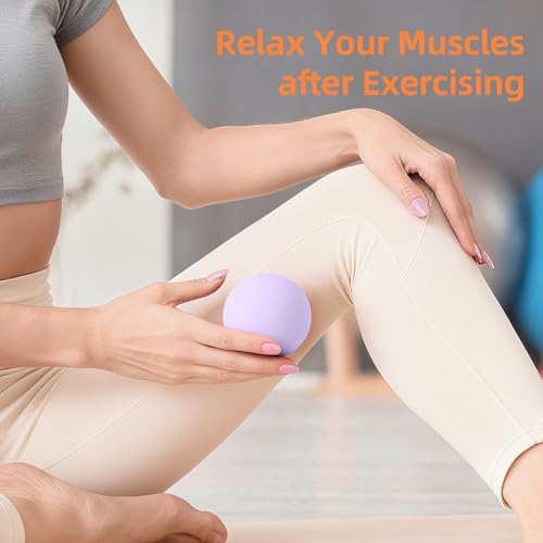Massage Lacrosse Balls for Myofascial Release, Trigger Point Therapy | Foot Massage Ball to Relieve Plantar Fasciitis, Muscle Soreness - color: Purple