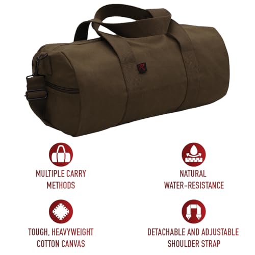 Rothco Heavy-Duty Canvas Shoulder Duffle Bag - Rugged Travel Gym Gear Equipment Bag - color: Earth Brown, size: 17 Inches