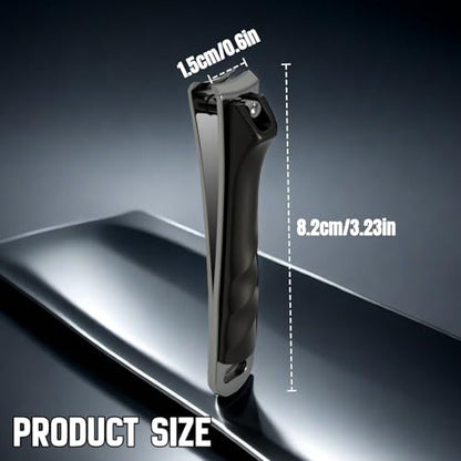 Heavy-Duty Large Nail Clippers,Ultra Sharp Heavy Duty Clippers with Ergonomic Lever,Toenail Clippers with Frosted Non-Slip Handles,Comes with a Leather case, Making it More Suitable as a Gift -Black
