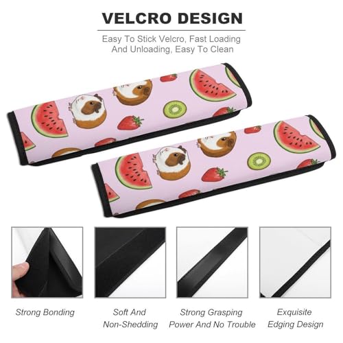 2PCS Fruit Cute Cartoon Animal Watermelon Kiwi Strawberry Guinea Pig Seat Belt Shoulder Pad Soft Padded Harness Pads Strap for Adults and Children, All Vehicles, Anti-Slip Pad - color: Pattern 1153