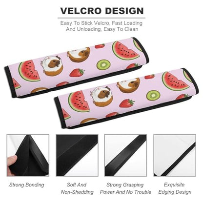 2PCS Fruit Cute Cartoon Animal Watermelon Kiwi Strawberry Guinea Pig Seat Belt Shoulder Pad Soft Padded Harness Pads Strap for Adults and Children, All Vehicles, Anti-Slip Pad - color: Pattern 1153
