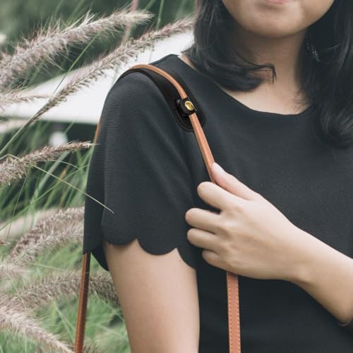 GALPADA Black Leather Shoulder Strap Pad, Pressure Relief Detachable Bag Strap Cushion Replacement for Tote Laptop Messenger Backpack