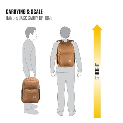 Carhartt 28L Dual-Compartment Backpack, Durable Pack with 16" Laptop Sleeve and Duravax Abrasion Resistant Base, Navy - color: Navy