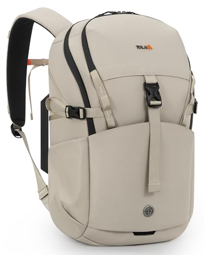 Tolaccea Daypack Backpacks Carry On 30L, Travel Backpack with Waterproof Zippers, Flight Approved Hand Luggage Casual Backpack for Men Women, Durable Bag for Work Business Hiking, Fits 15.6" Laptop - color: Kavir White