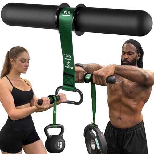 FitBeast Forearm Strengthener & Forearm Exerciser, Wrist Roller | Forearm strength trainer with thick handle and adjustable strap. Ideal for grip strength, muscle building and rehabilitation. - color: Green