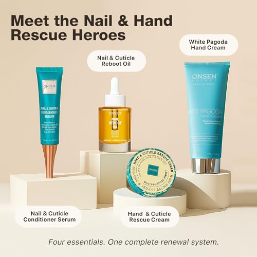 Onsen Hand & Cuticle Rescue Cream | Organic Nail Strengthener & Balm | Dry, Cracked Hands, Elbows & Feet | Shea Butter, Tsubaki & Jojoba Oil | Nail Repair & Growth, Vegan – 2 Pack (1.10 oz) - size: 0.88 Ounce (Pack of 2)