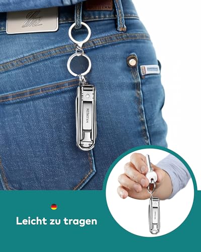 Portable Nail Clippers,Medical Grade Stainless Steel Foldable Nail Cutter with Leather Case, Ultra Slim Travel Design Mr-1099sl (Pack of 2) - size: 1 Count (Pack of 2)