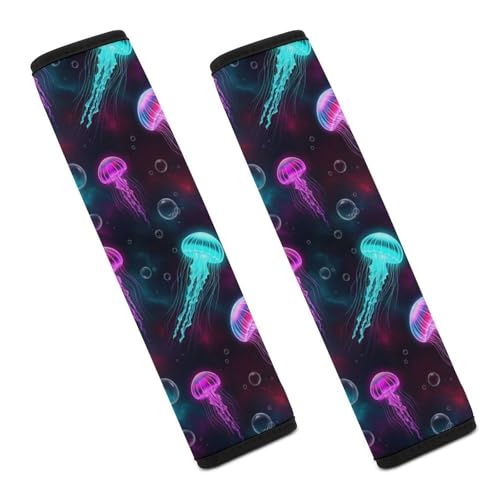 Breathable Car Seat Belt Pad for Girls and Boys, Stroller Pushchair High Chair, 2PCS Ocean Universe Starry Sky Jellyfish Shoulder Harness Cover Easy Install (No Tool) - color: Pattern 854