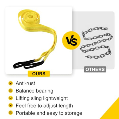 Pindex 2 Pack 2" x 20' Upgrade Web Lifting Sling & 1/2" D Ring Shackle 13000 Lbs Breaking Force 3500 Lbs Pulling Forces Lift Sling Straps for Rocks Trees Mowers Tool in Trailer Tractor Truck,Yellow - size: 2" x 20' & Ring Shackle