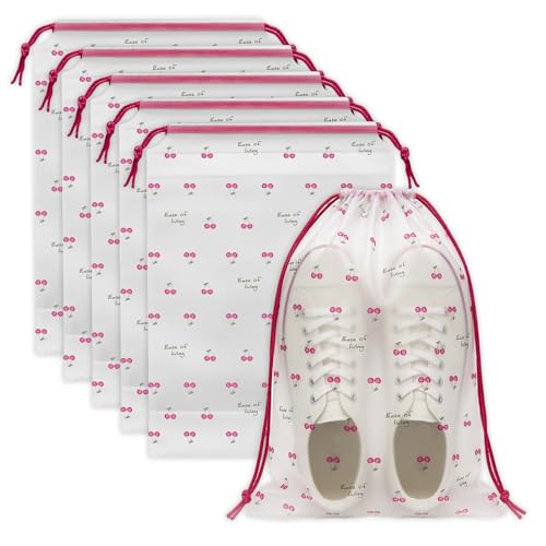 Shoe Bags for Travel, 13.8" x 11.8" Travel Shoe Bags for Packing, Large Waterproof Portable Travel Shoe Storage Bags Travel Essentials Women for and Men (5, Cherry) - color: Cherry