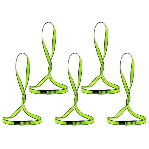 18MM Nylon Climbing Sling Runner 23KN CE2008/EN566 Rock Climbing Webbing Straps for Outdoor Climbing, Rappelling, Swing, Yoga Hammock etc - color: Green|60cm/24inch|5PCS