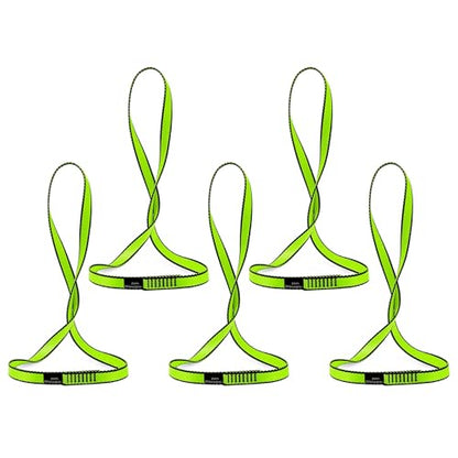 18MM Nylon Climbing Sling Runner 23KN CE2008/EN566 Rock Climbing Webbing Straps for Outdoor Climbing, Rappelling, Swing, Yoga Hammock etc - color: Green|60cm/24inch|5PCS
