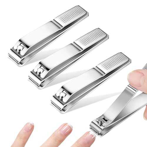 5 Pack Straight Edge Nail Clippers Stainless Steel, Large Toenail Clippers for Thick Nails, Flat Nail Clipper Toe Nail Clippers for Men Women Seniors, Flat Nail Cutter Silver 3.15 Inch - color: Silver-5 Pcs