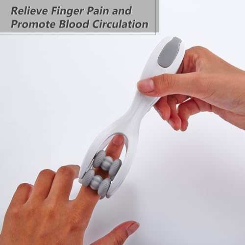 Finger Massage Tools for Finger Hand Massage, Hand Massager for Arthritis and Carpal Tunnel, Silicone Massage Roller for Hands, Palm & Wrist Grey - size: white