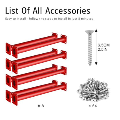 12 PCS Heavy Duty Metal Monkey Bars for Kids, 16.5in Steel Playset Rods With Mounting Plates and Powder Coating for Indoor Outdoor Backyard Playground - size: 12 PCS - 16.5 inches