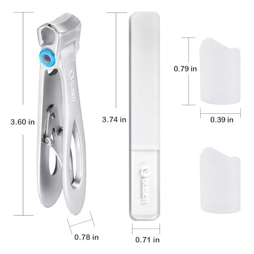 Nail Clippers with Catcher - Anti Splash Wide Jaw Opening Thick Toenail Clippers for Seniors | Self-Collecting Fingernail Cutter Heavy Duty Toe Nail Clippers for Men & Women | Silver | L - color: Silver (L)