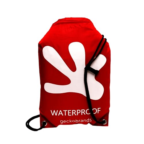 geckobrands Embark 10L Drawstring Backpack – Waterproof, Lightweight Dry Bag for Beach, Hiking, and Light Water Activities - color: Cardinal/White